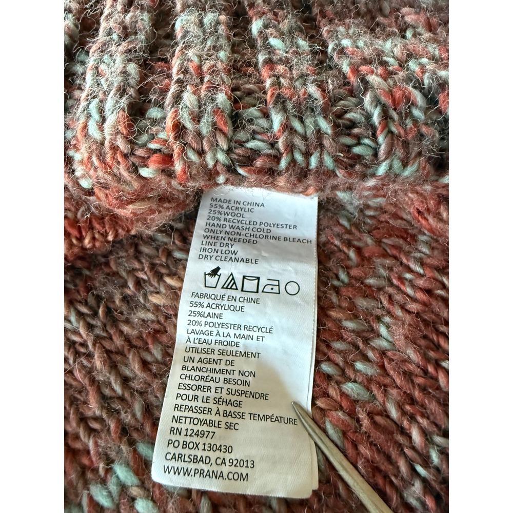 Prana Women's Claus Sun Dried Wool Blend Tan V-Neck Sweater Size XL Boho Preppy - Picture 7 of 10